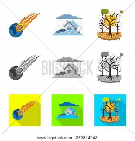 Vector Design Of Natural And Disaster Icon. Set Of Natural And Risk Vector Icon For Stock.