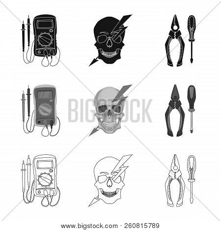 Vector Design Of Electricity And Electric Sign. Set Of Electricity And Energy Vector Icon For Stock.
