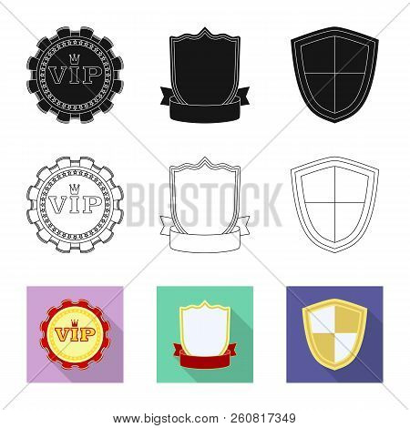 Vector Illustration Of Emblem And Badge Icon. Collection Of Emblem And Sticker Vector Icon For Stock