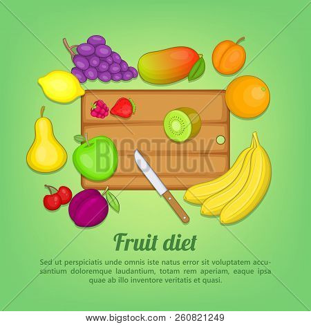 Fruits Concept Cut Knife. Cartoon Illustration Of Fruits Concept For Web