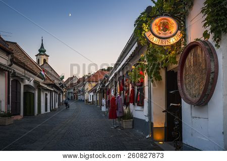 Szentendre, Hungary - August 17, 2018: Main Street With Shops In The Old Town Of Szentendre In Hunga
