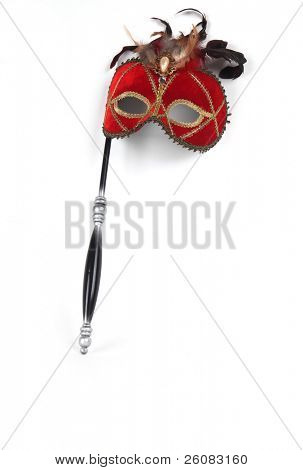 Rød karneval maske, på hvid baggrund