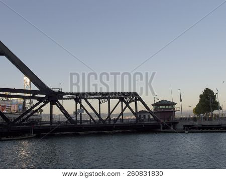 San Francisco - June 17, 2013: Third Street Bridge And Att Park During Baseball Game In San Francisc