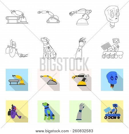 Vector Design Of Robot And Factory Icon. Collection Of Robot And Space Vector Icon For Stock.