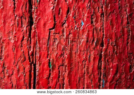 Red Artistic Wood Texture With Defects On A Nonsmooth Surface