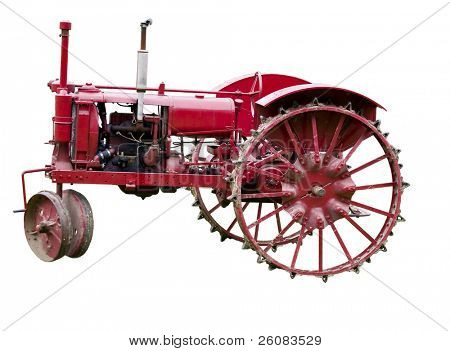 Vintage traktor isoleret på hvidt