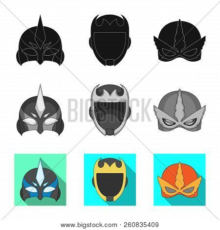 Vector Illustration Of Hero And Mask Icon. Collection Of Hero And Superhero Vector Icon For Stock.