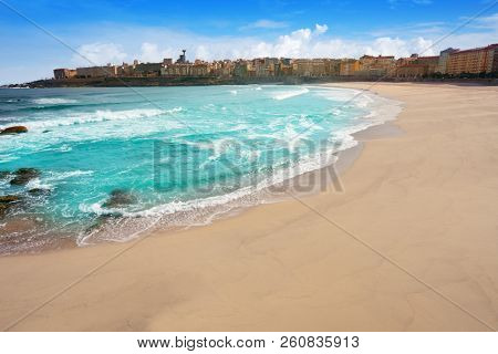 La Coruna Riazor beach in Galicia of Spain