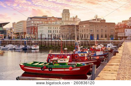 La Coruna port marina in Galicia of Spain