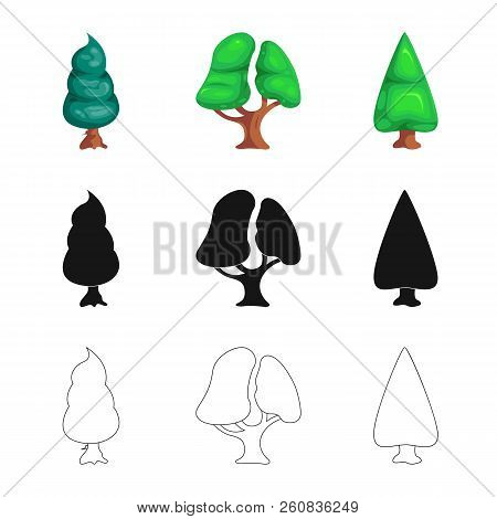 Vector Design Of Tree And Nature Icon. Set Of Tree And Crown Vector Icon For Stock.