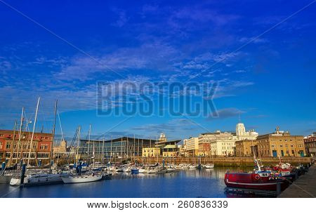 La Coruna Port sunrise in Galicia of Spain