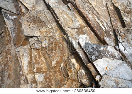 Slate stone texture in Playa las catedrales Ribadeo Galicia Spain