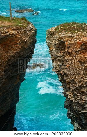 Playa las catedrales Catedrais beach in Ribadeo Galicia of Lugo Spain
