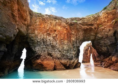 Playa las catedrales Catedrais beach in Ribadeo Galicia of Lugo Spain