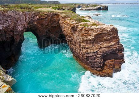Playa las catedrales Catedrais beach in Ribadeo Galicia of Lugo Spain