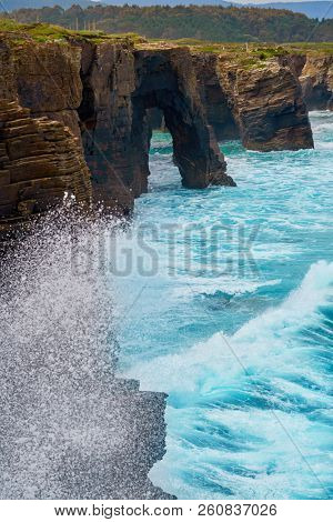 Playa las catedrales Catedrais beach in Ribadeo Galicia of Lugo Spain
