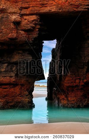Playa las catedrales Catedrais beach in Ribadeo Galicia of Lugo Spain