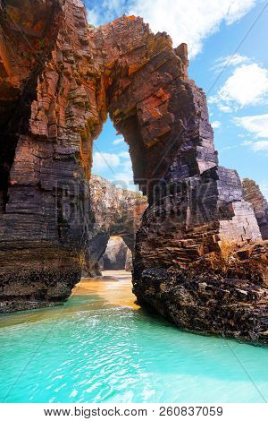 Playa las catedrales Catedrais beach in Ribadeo Galicia of Lugo Spain