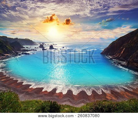 Playa del Silencio in Cudillero Asturias from Spain