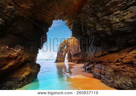 Playa las catedrales Catedrais beach in Ribadeo Galicia of Lugo Spain