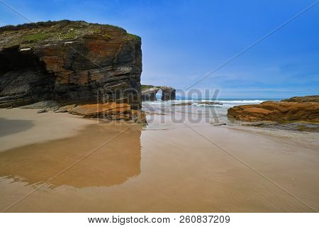 Playa las catedrales Catedrais beach in Ribadeo Galicia of Lugo Spain