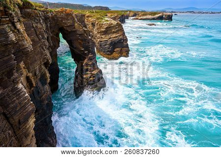 Playa las catedrales Catedrais beach in Ribadeo Galicia of Lugo Spain