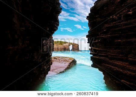 Playa las catedrales Catedrais beach in Ribadeo Galicia of Lugo Spain