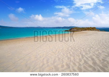 Praia de Rodas beach in islas Cies island of Vigo at Spain