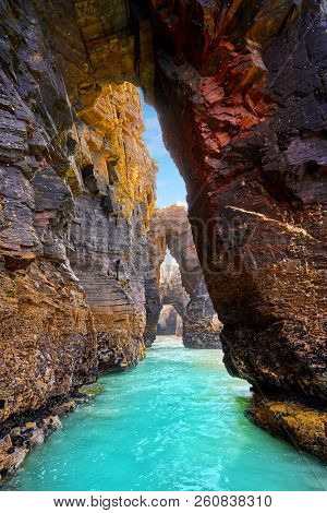 Playa las catedrales Catedrais beach in Ribadeo Galicia of Lugo Spain