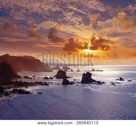 Playa del Silencio in Cudillero Asturias from Spain