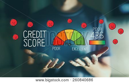 Poor Credit Score With Young Man In The Night