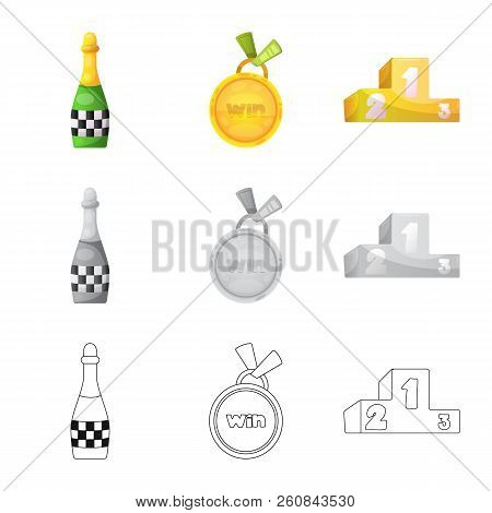Vector Illustration Of Car And Rally Logo. Set Of Car And Race Vector Icon For Stock.
