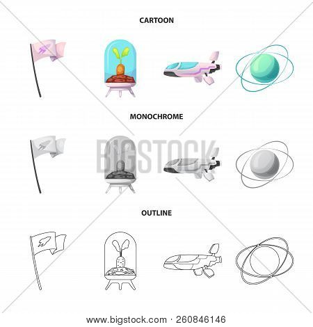 Vector Design Of Mars And Space Icon. Collection Of Mars And Planet Stock Symbol For Web.