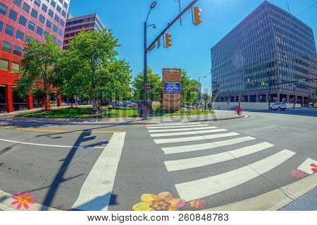Crystal City, Arlington, Usa - September 6, 2018: An Urban Neighborhood Of South Of Downtown Washing