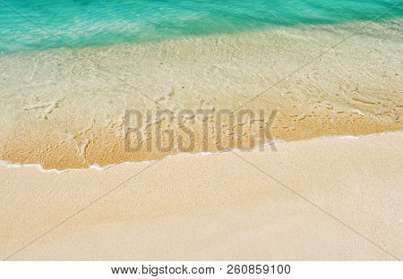 Beautiful Marine View On Aribbean Sea Coast Line With Clean Wavy Surf Ocean Water On Sandy Beach In 