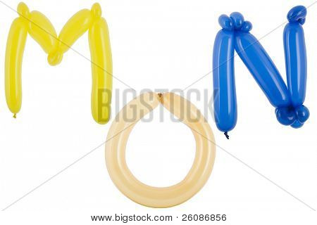 풍선 글꼴 부분 전체 설정된 대문자 M, N, O의 트위스트