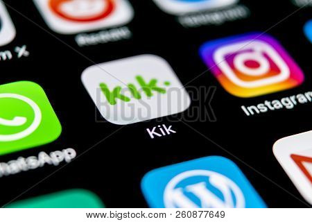 Sankt-petersburg, Russia, September 30, 2018: Kik Messenger Application Icon On Apple Iphone X Scree