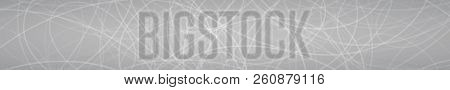 Abstract Horizontal Banner Of Randomly Arranged Contours Of Elipses On Gray Background