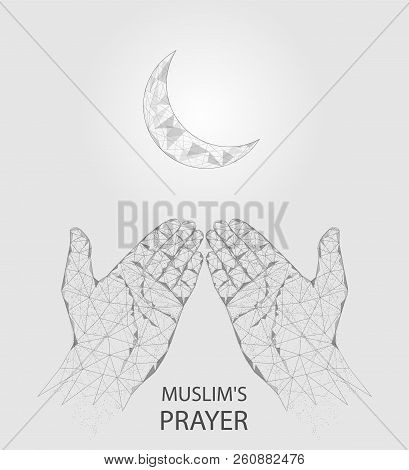 Muslim Prayer Hands Vector Geometric Polygonal Background
