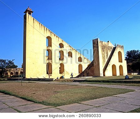 Jaipur, India - November 24, 1994 - View Of The Giant Sundial Known As The Samrat Yantra At Jantar M