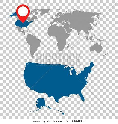 Detailed Map Of Usa And World Map Navigation Set. Flat Vector Il