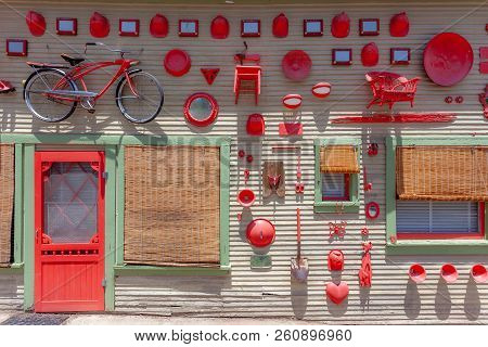 Old Wood Shack Decorated With Old Painted Junk In The Bisbee Arizona In The Usa