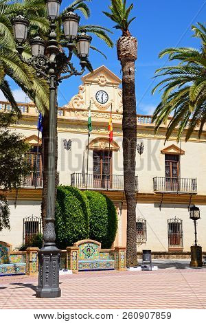 Front View Of The Town Hall In The Plaza De La Laguna, Ayamonte, Huelva Province, Andalucia, Spain, 