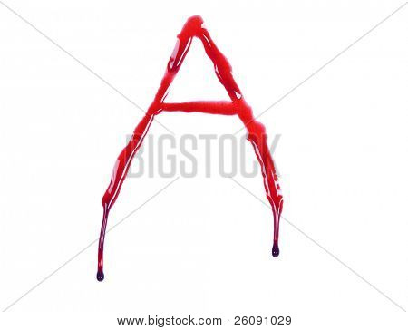 Gotejamento fontes de sangue a letra A