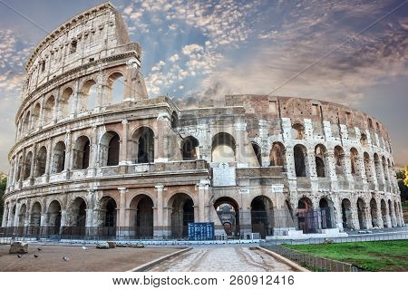 The Colosseum In Rome Under The Wonderful Clouds