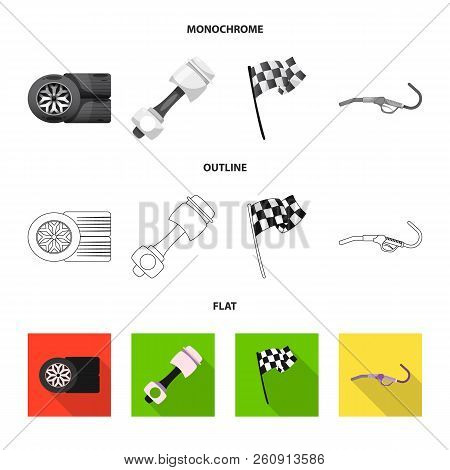 Isolated Object Of Car And Rally Symbol. Collection Of Car And Race Stock Vector Illustration.