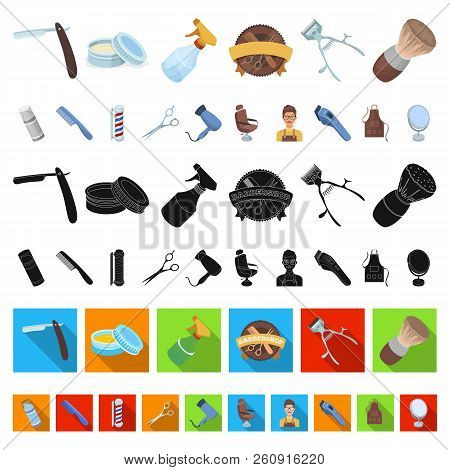 Barbershop And Equipment Cartoon Icons In Set Collection For Design. Haircut And Shave Vector Symbol