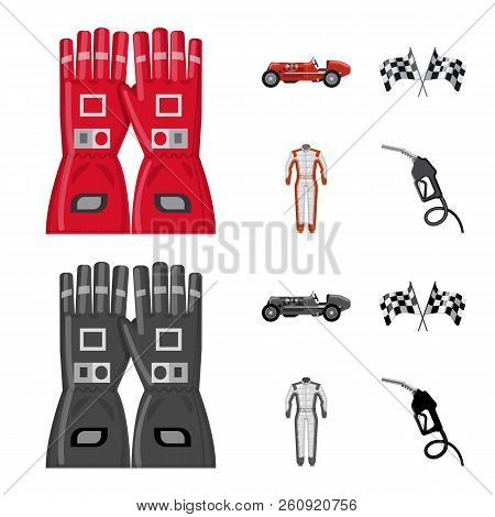 Vector Design Of Car And Rally Sign. Set Of Car And Race Stock Vector Illustration.