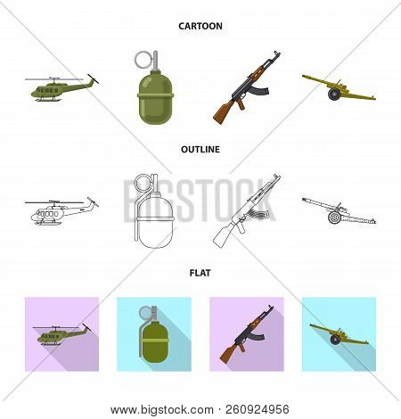 Isolated Object Of Weapon And Gun Icon. Collection Of Weapon And Army Stock Vector Illustration.