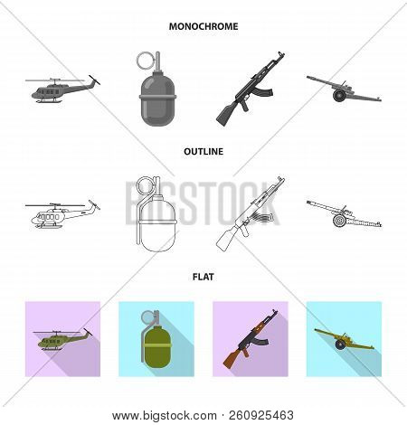 Vector Design Of Weapon And Gun Sign. Collection Of Weapon And Army Stock Vector Illustration.